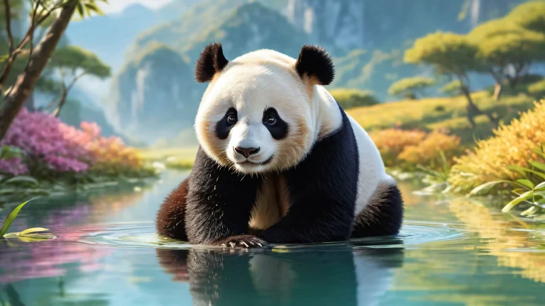 A serene and peaceful desktop wallpaper featuring Panda Boy amidst a vast pure void, subtle mist, and ethereal lighting on a desktop or PC.