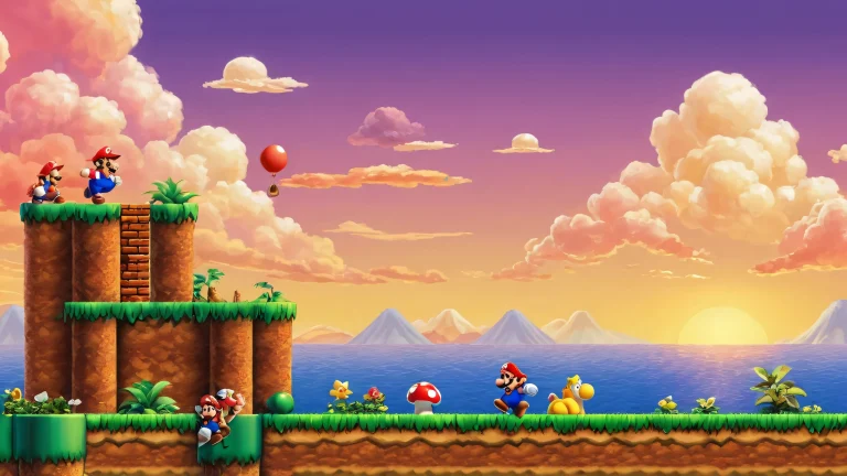 Pauline's void desktop background featuring extreme depth of field and pixel art nostalgia for Super Mario Bros. on a Desktop/PC.