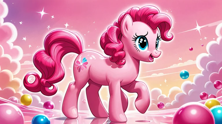 Beautiful abstract desktop wallpaper of Pinkie Pie set against a vast pure void with ethereal lighting and radiant colors, perfect for any PC or Desktop.