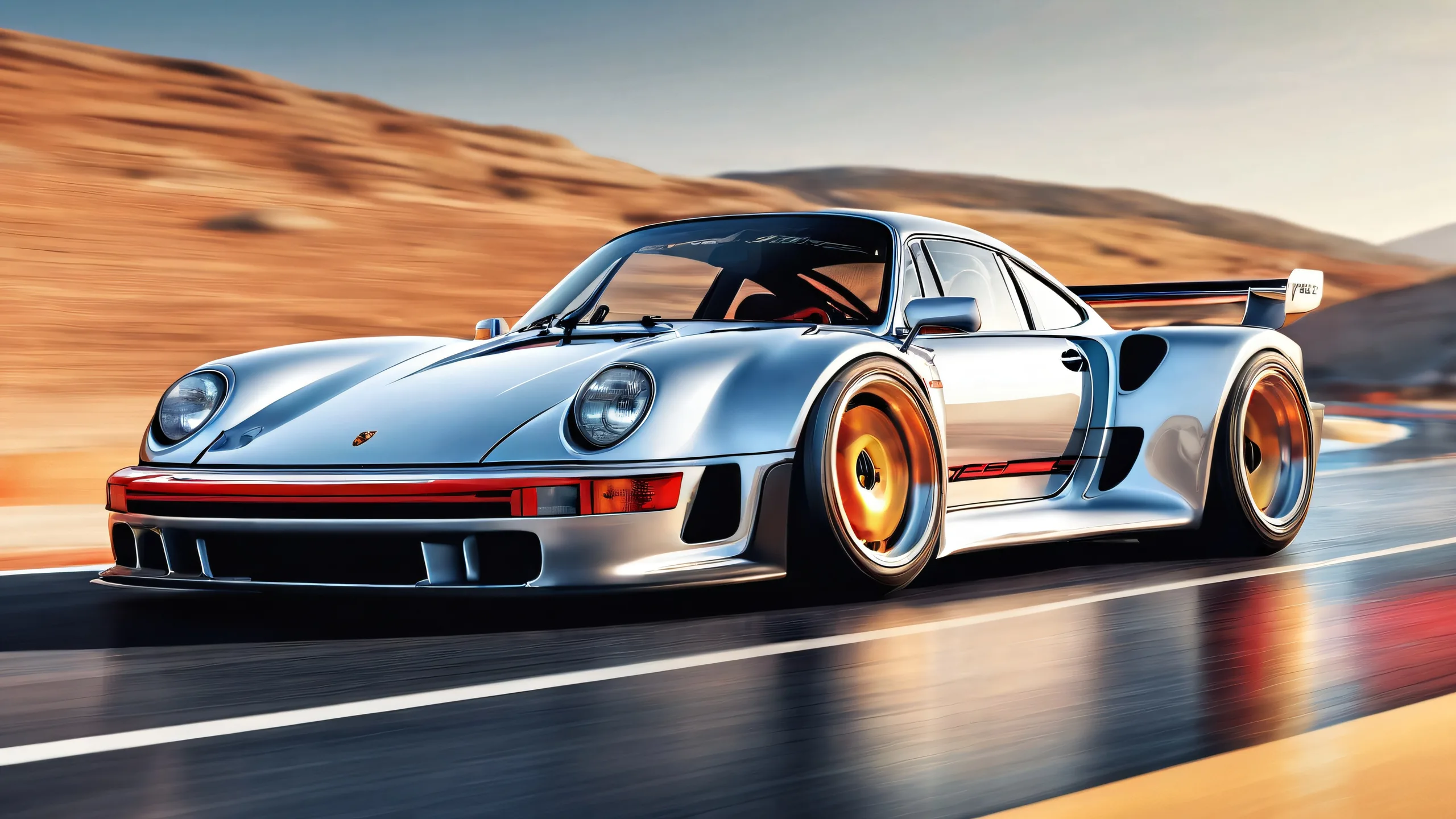 Award-winning digital art of a sleek Porsche 963 RSP on a pure void background for desktop/pc use, with radiant lighting and ray traced reflections.