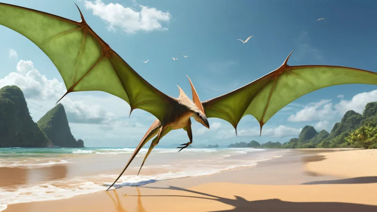 Desktop/PC wallpaper featuring a majestic pteranodon soaring through a vast, pure void.