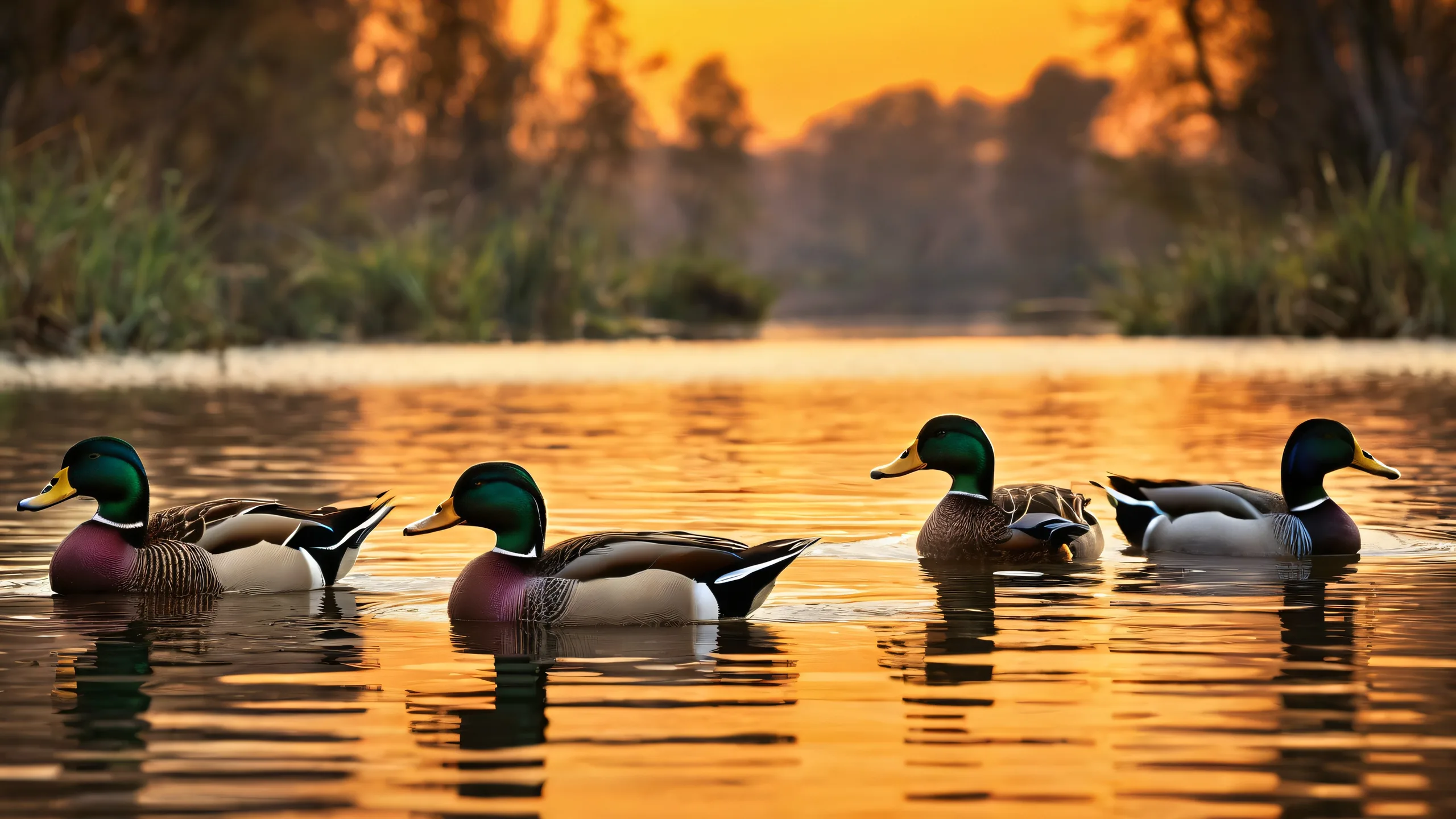 Desktop/PC background featuring quacking ducks in a pristine void with subtle gradient transitions and intricate details.