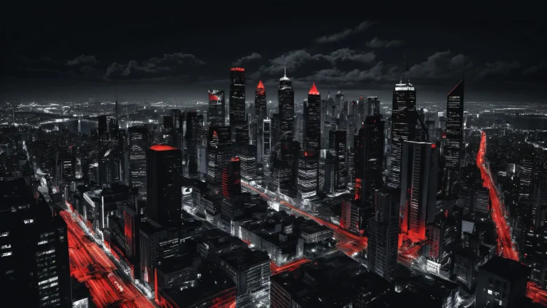 A dark and moody desktop wallpaper featuring video game characters amidst a desolate urban landscape, perfect for PC or Desktop screens.