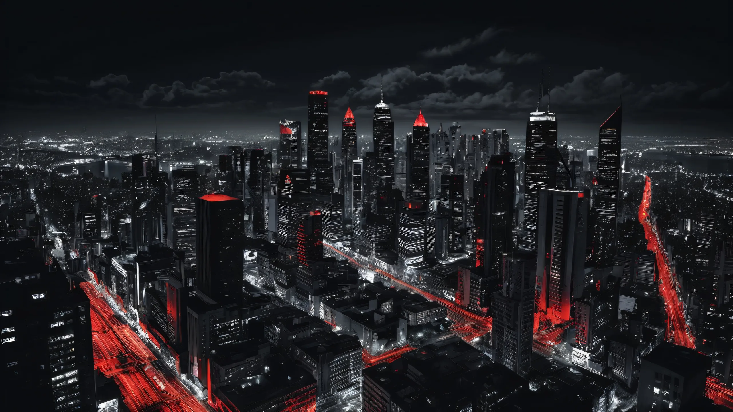 A dark and moody desktop wallpaper featuring video game characters amidst a desolate urban landscape, perfect for PC or Desktop screens.