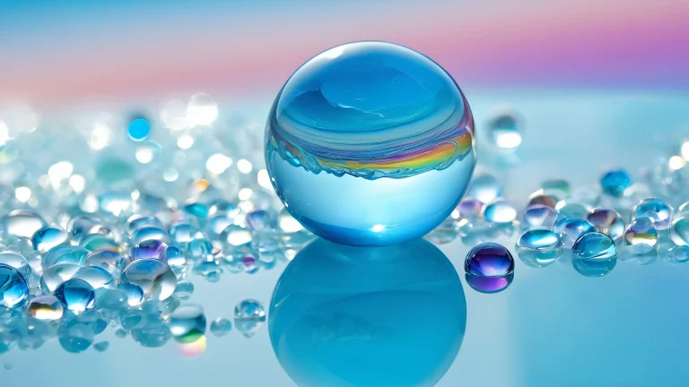 Desktop/PC background featuring a stunning glass marble void with ethereal lighting and vibrant colors.