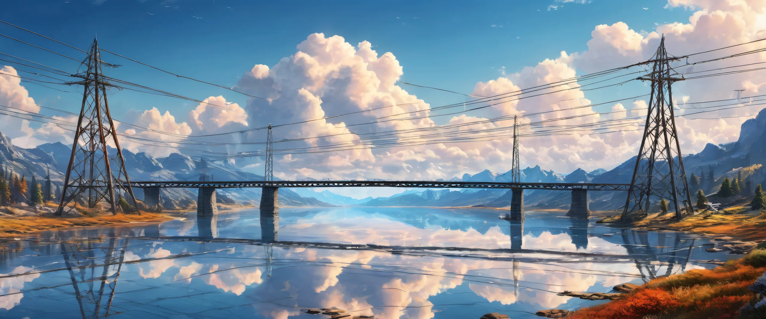 A breathtaking desktop wallpaper of a creature in a vast, pure void against a bright blue sky with radiant sunlight and fluffy white clouds on a desktop/pc.