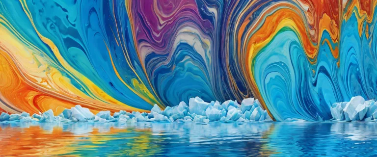 Stunning desktop wallpaper featuring a vibrant rainbow marble scene on a pristine void background, perfect for use on Desktop/PC