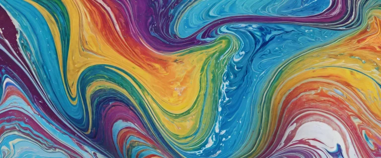 A serene desktop scene of Rainbow Marble with water ripples and reflections on a clean void, perfect for Desktop/PC.