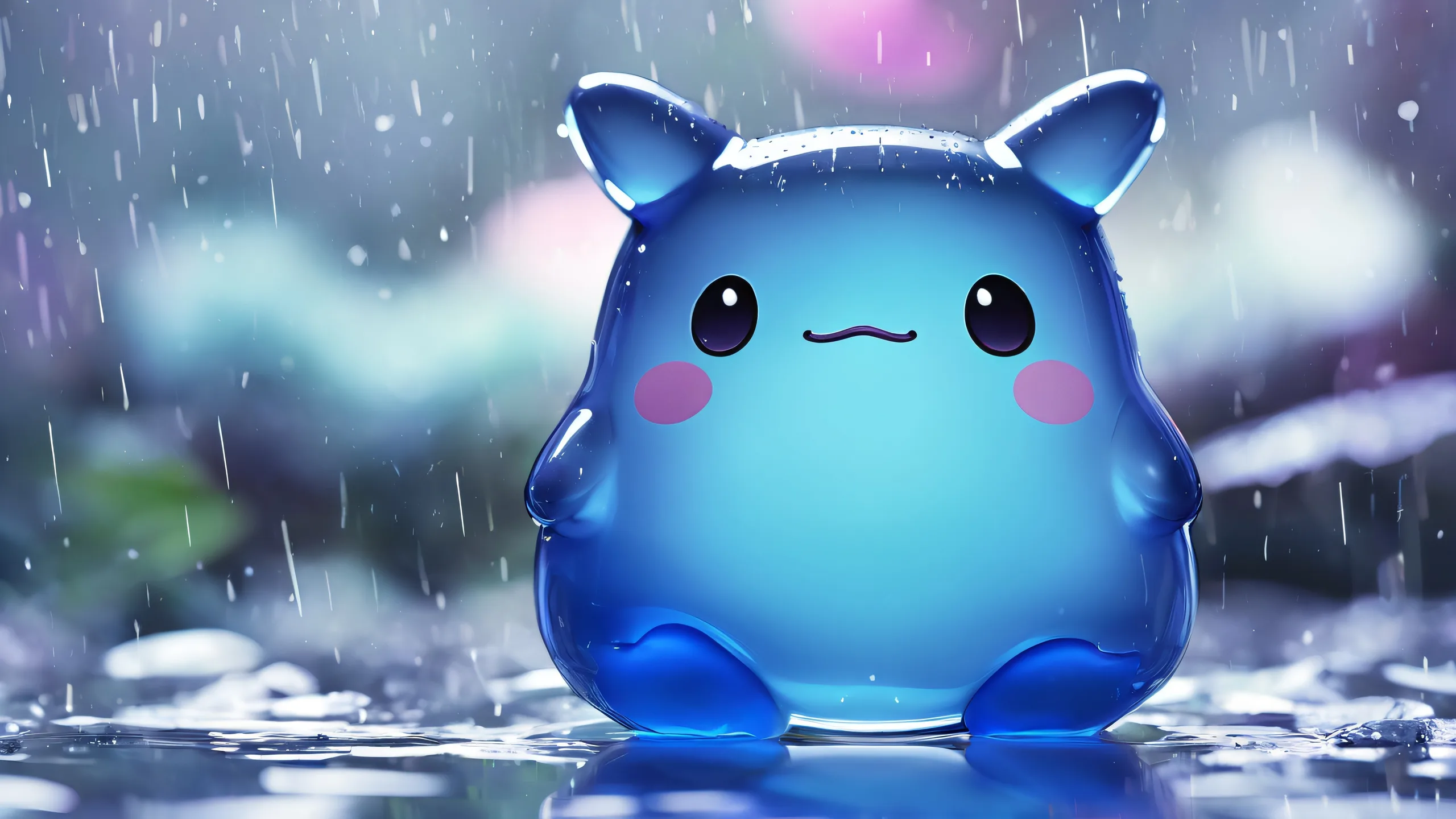 A serene rainy atmosphere with Ditto perfectly clean and vast in the distance for your desktop/PC
