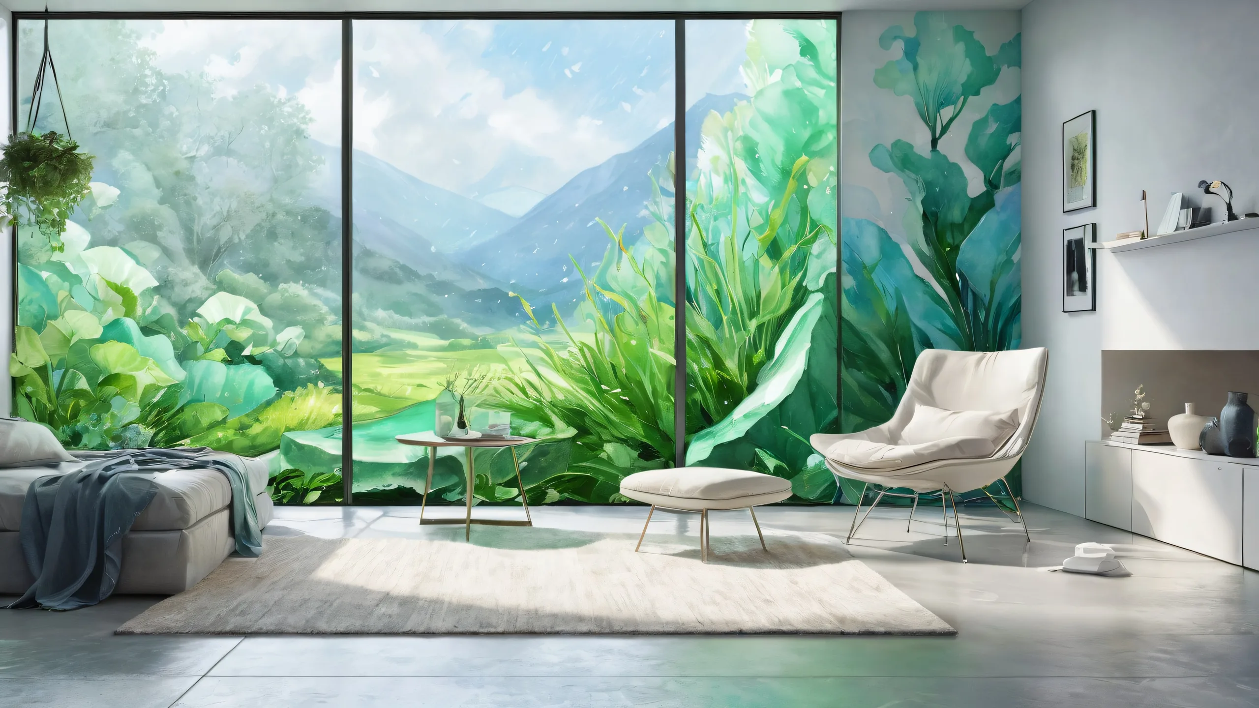 A serene and melancholic desktop wallpaper of Ditto featuring a dimly lit room with rain outside, perfect for those who appreciate the beauty of solitude on their Desktop/PC.
