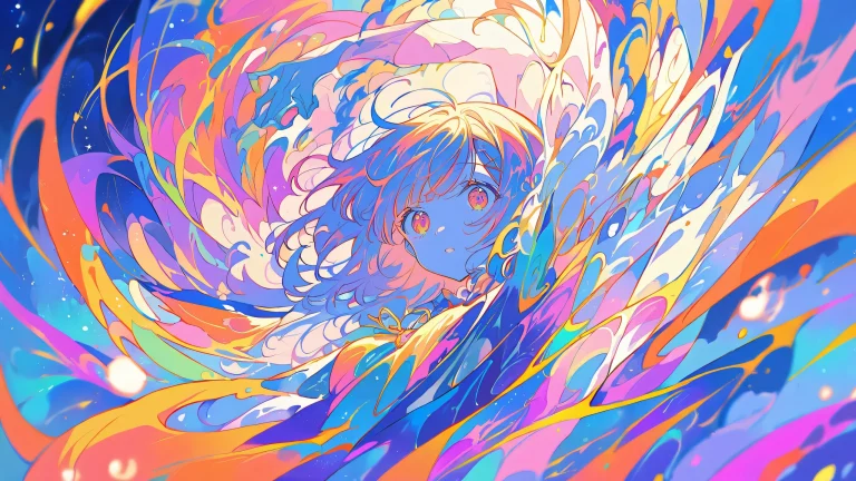 Breathtaking anime desktop scene from Re:Zero's Planetes with a vast pure void and extreme depth of field, ideal for Desktop/PC use.