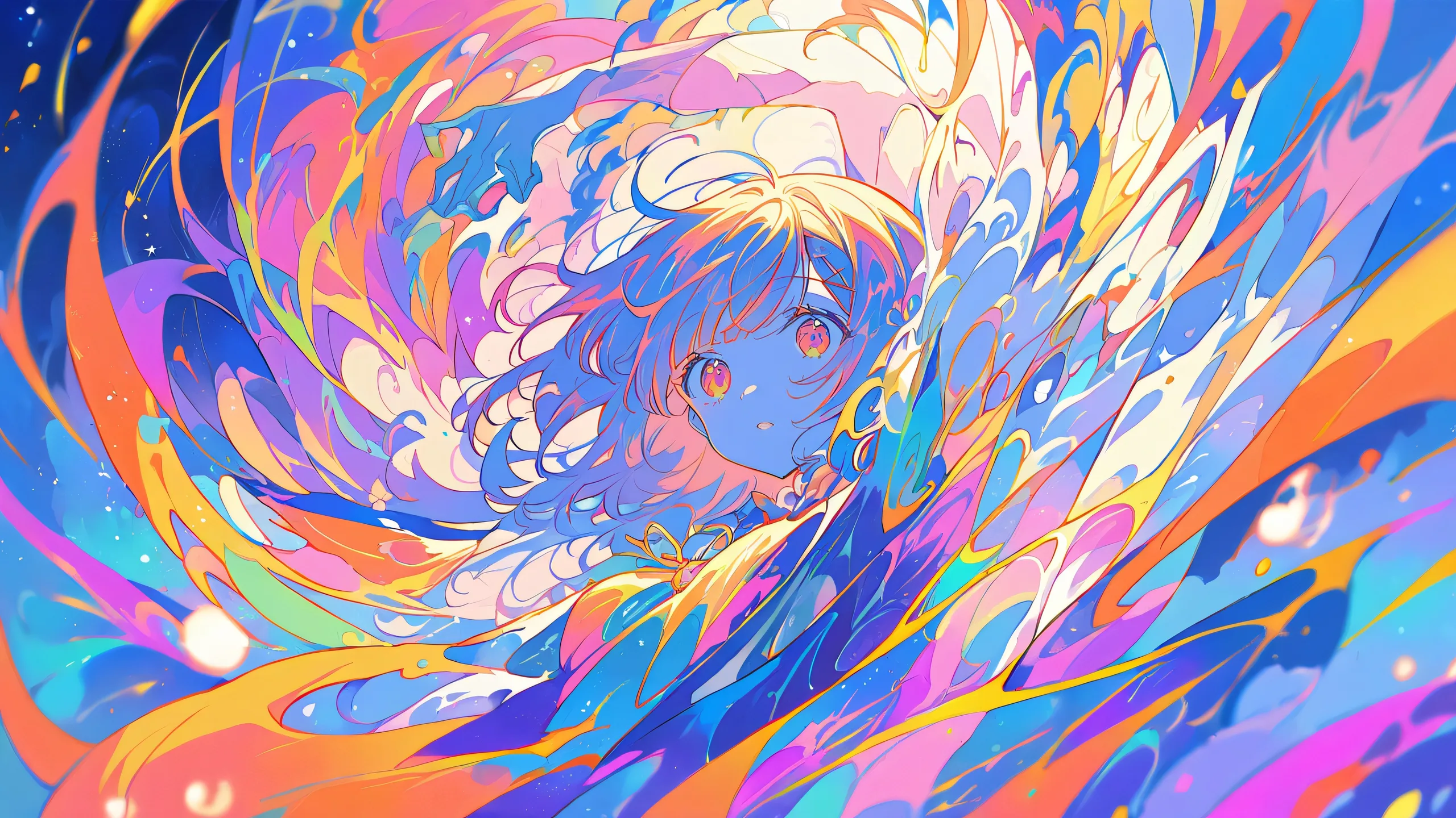 Breathtaking anime desktop scene from Re:Zero's Planetes with a vast pure void and extreme depth of field, ideal for Desktop/PC use.