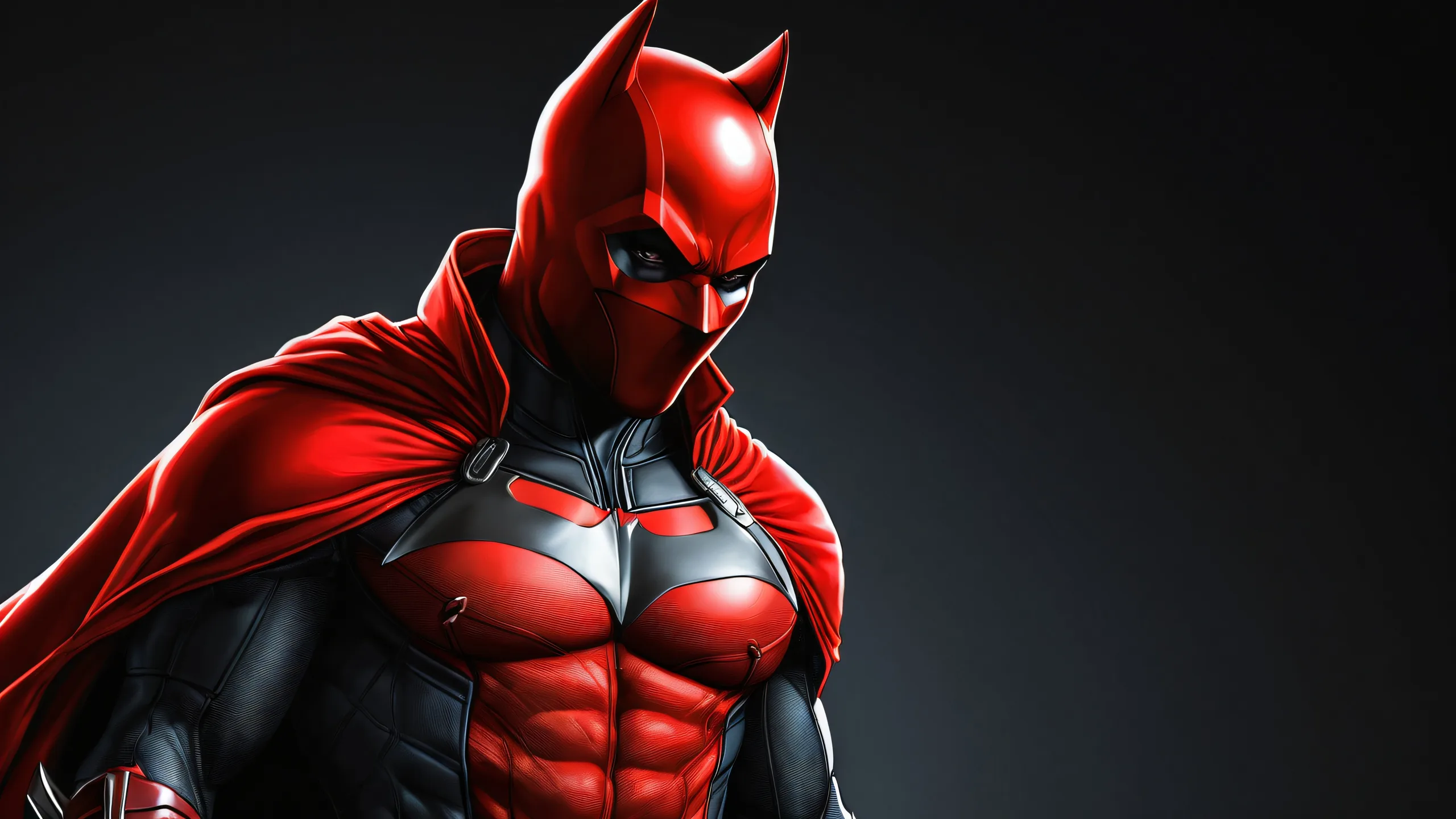 Award-winning digital art of Red Hood on a black background for desktop/PC use