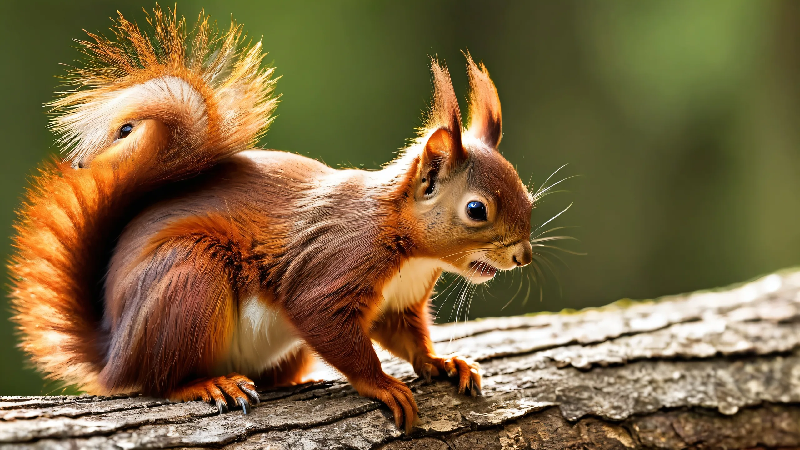 A Red Squirrel standing on a pristine void landscape for a desktop or PC.