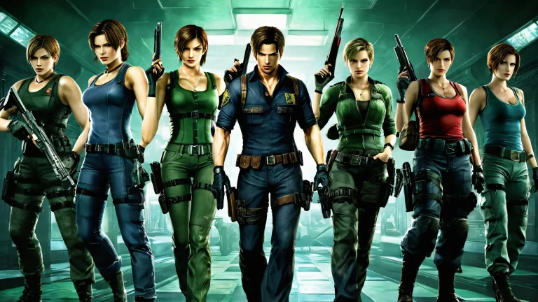 A dark and eerie void featuring Resident Evil characters for desktop/pc use.