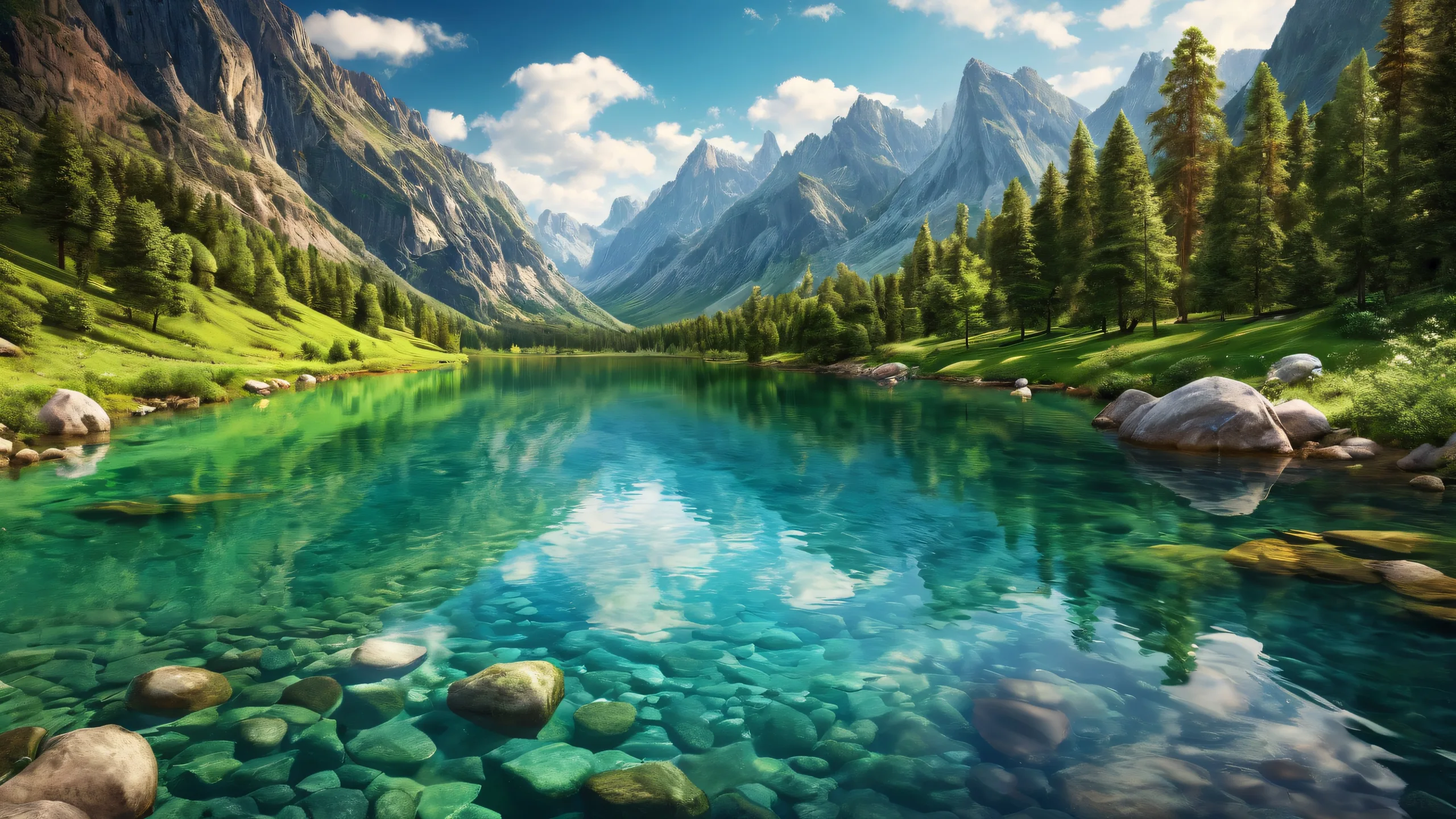 A serene and stunning desktop background of a river on a perfectly clean vast pure void, suitable for Desktop/PC users.