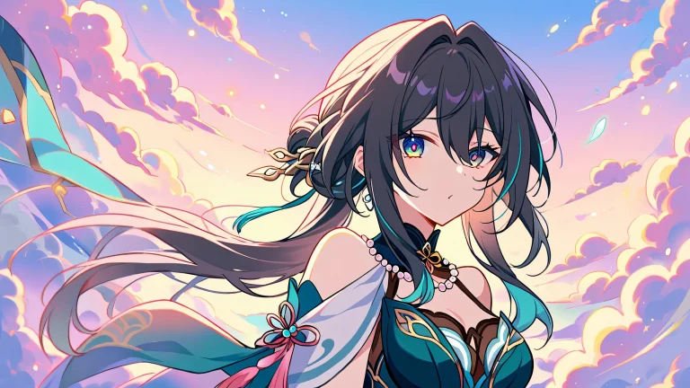 A stunning anime desktop wallpaper featuring a vast, pure void with an extreme depth of field, perfect for use on your Desktop or PC.