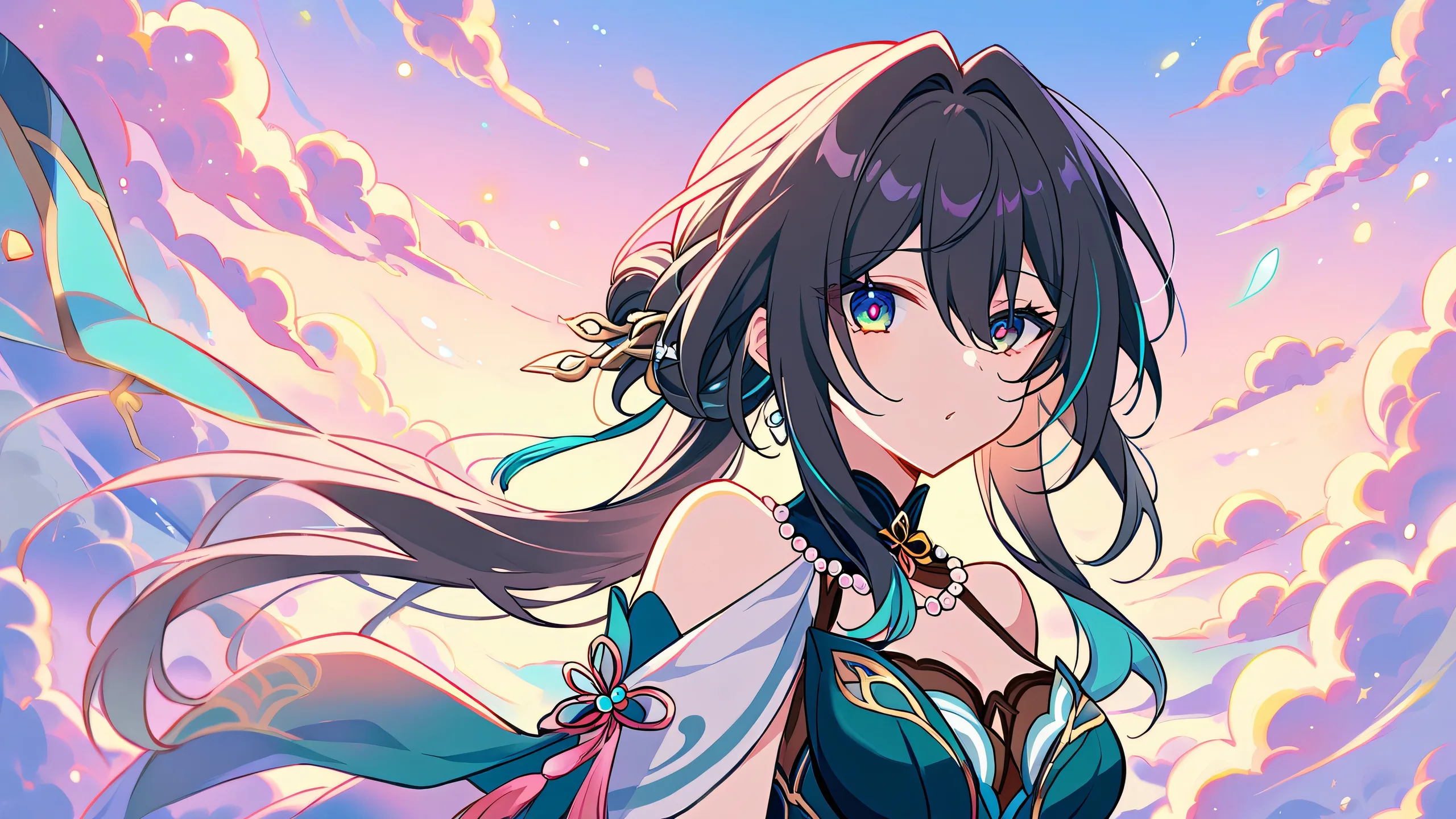 A stunning anime desktop wallpaper featuring a vast, pure void with an extreme depth of field, perfect for use on your Desktop or PC.