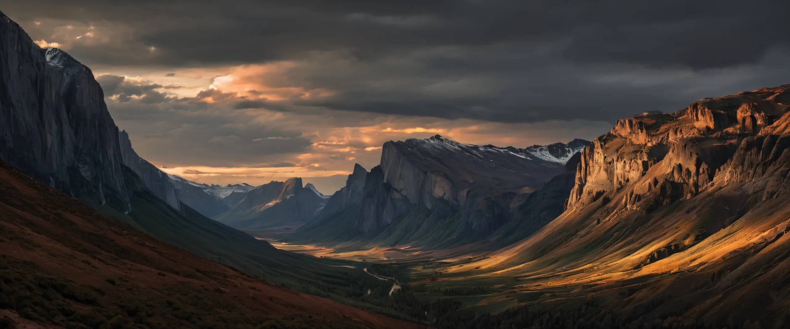 A stunning desktop wallpaper featuring a perfectly clean vast pure void on a dark mode background, emphasizing the subject's rugged natural beauty and texture, suitable for Desktop/PC use.