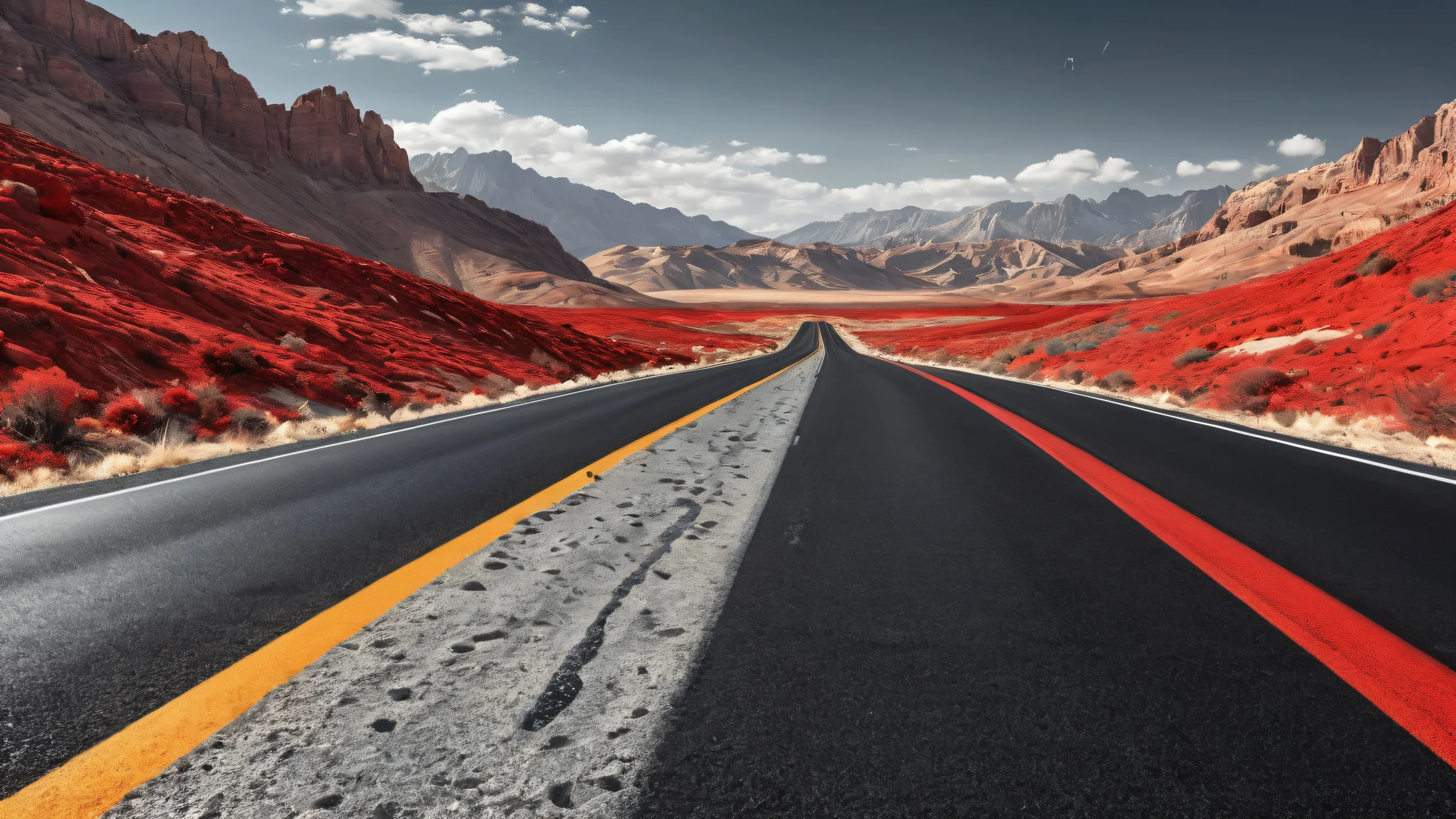 Ethereal Roadmap to Nowhere Aesthetic PC Wallpaper Running With Scissors desktop wallpaper featuring a vast pure void with subtle signs and road signs, perfect for PC or Desktop.