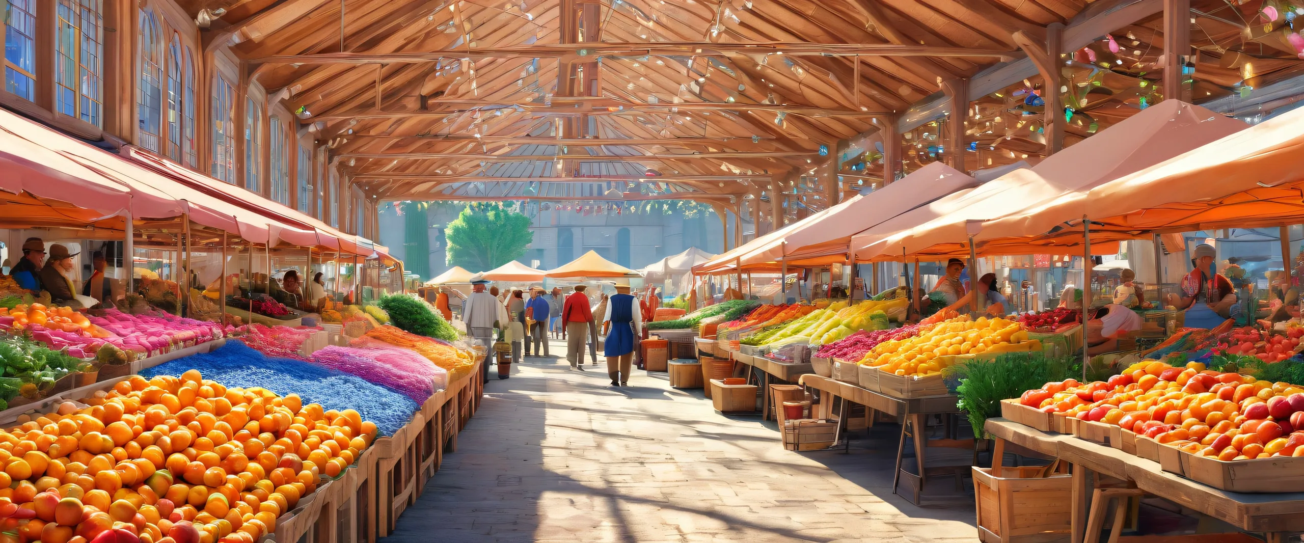 4K Rustic Blissful Farm Oasis Desktop Background A serene farmers-market desktop scene on a Desktop/PC, showcasing rustic farm setting and ethereal lighting.