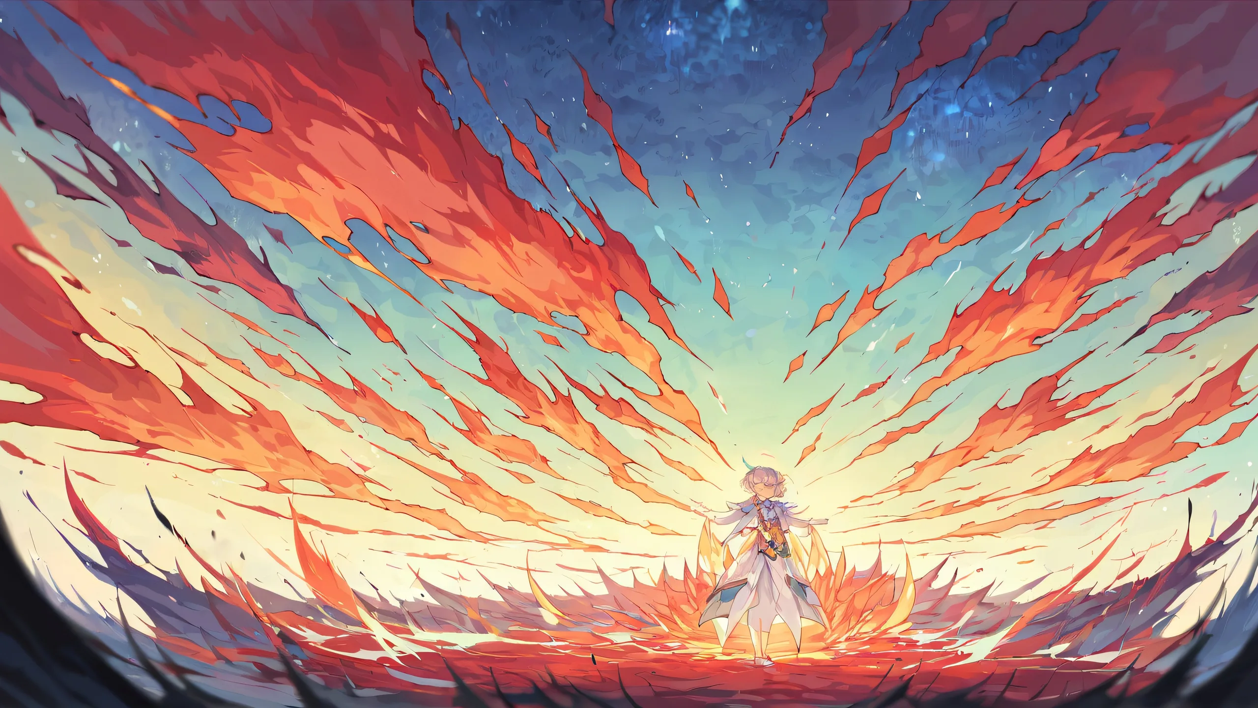 Ryomen Sukuna in a perfectly clean vast pure void with extreme depth of field on Desktop/PC