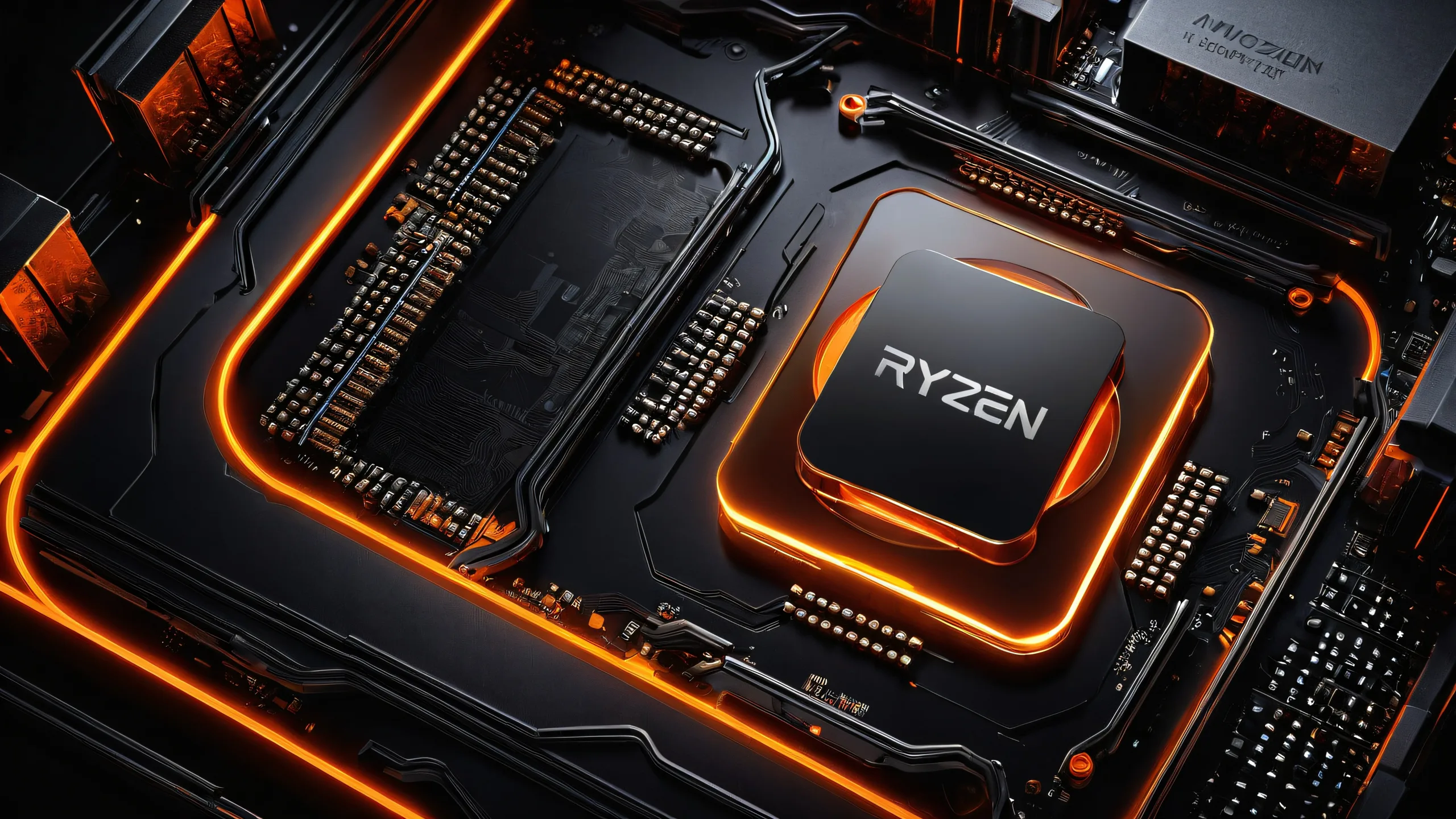A stunning desktop wallpaper of Ryzen CPU set against a deep void, perfect for your PC or laptop's desktop.