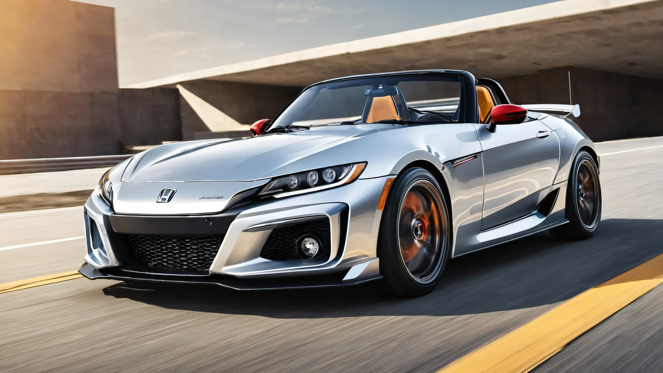 Ultra HD Silver Bullet in the Void Wallpaper Honda S2000 Cabrio on a pure void background with extreme depth of field, suitable for desktop/PC