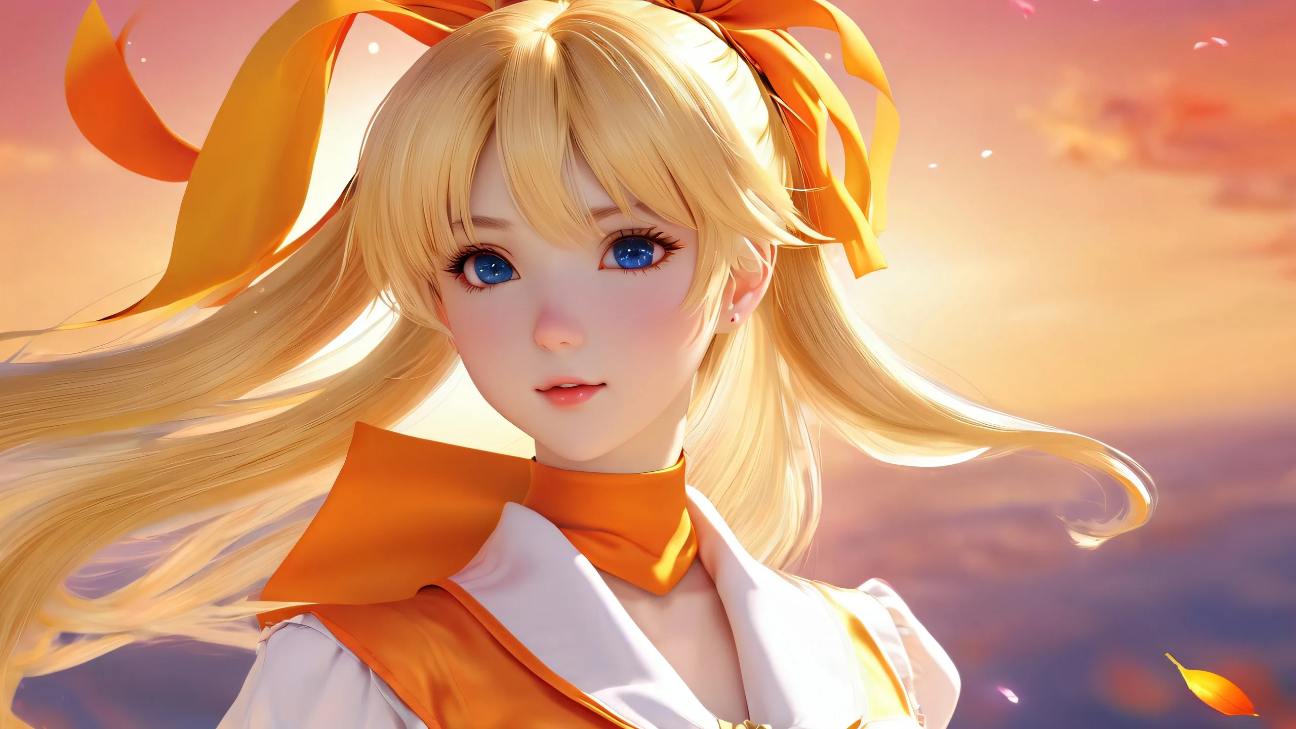 Fondo de escritorio épico resplandor etéreo de Venusra pantallas de escritorio/pc Sailor Venus in a vast pure void, perfect for desktop/pc screens