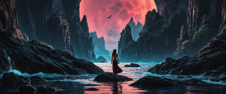 A breathtaking desktop wallpaper of a sailor and mermaid against a vast pure void, perfect for your Desktop/PC.