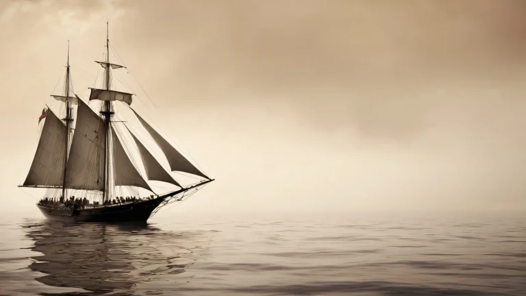 Breathtaking desktop wallpaper of a young sailor and mermaid amidst a foggy seascape, PCやデスクトップに最適.