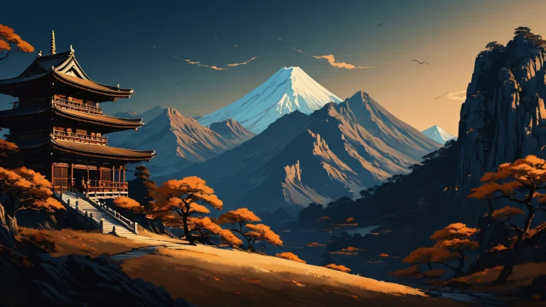 Breathtaking desktop scene of a samurai set against a vast pure void with deep blues and perfect blacks for a dark mode aesthetic.