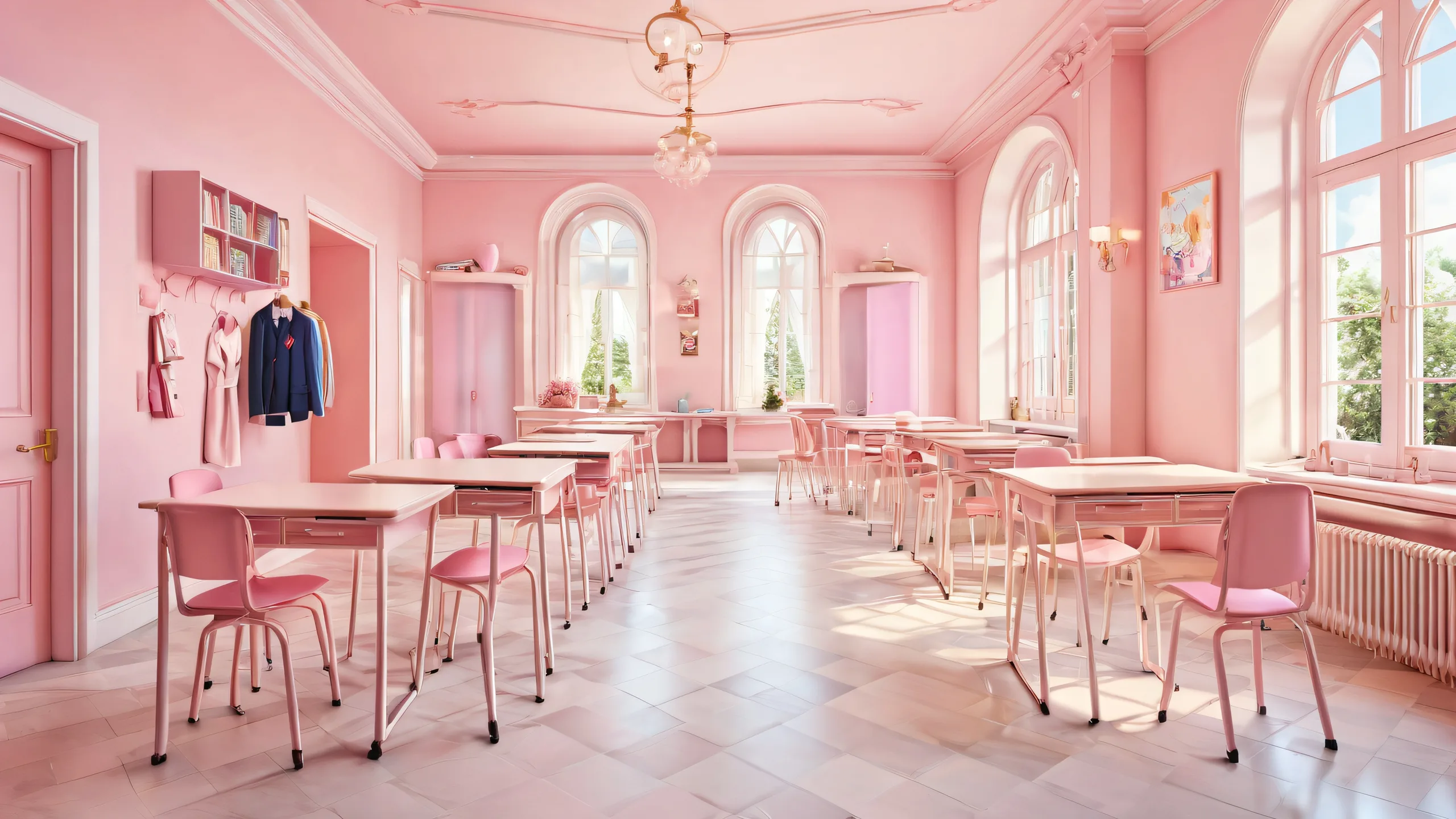 Ethereal School Elegance 4K UHD Wallpaper A beautifully designed desktop wallpaper featuring a school uniform set against a vast pure void with extreme depth of field, ideal for use on a Desktop/PC.