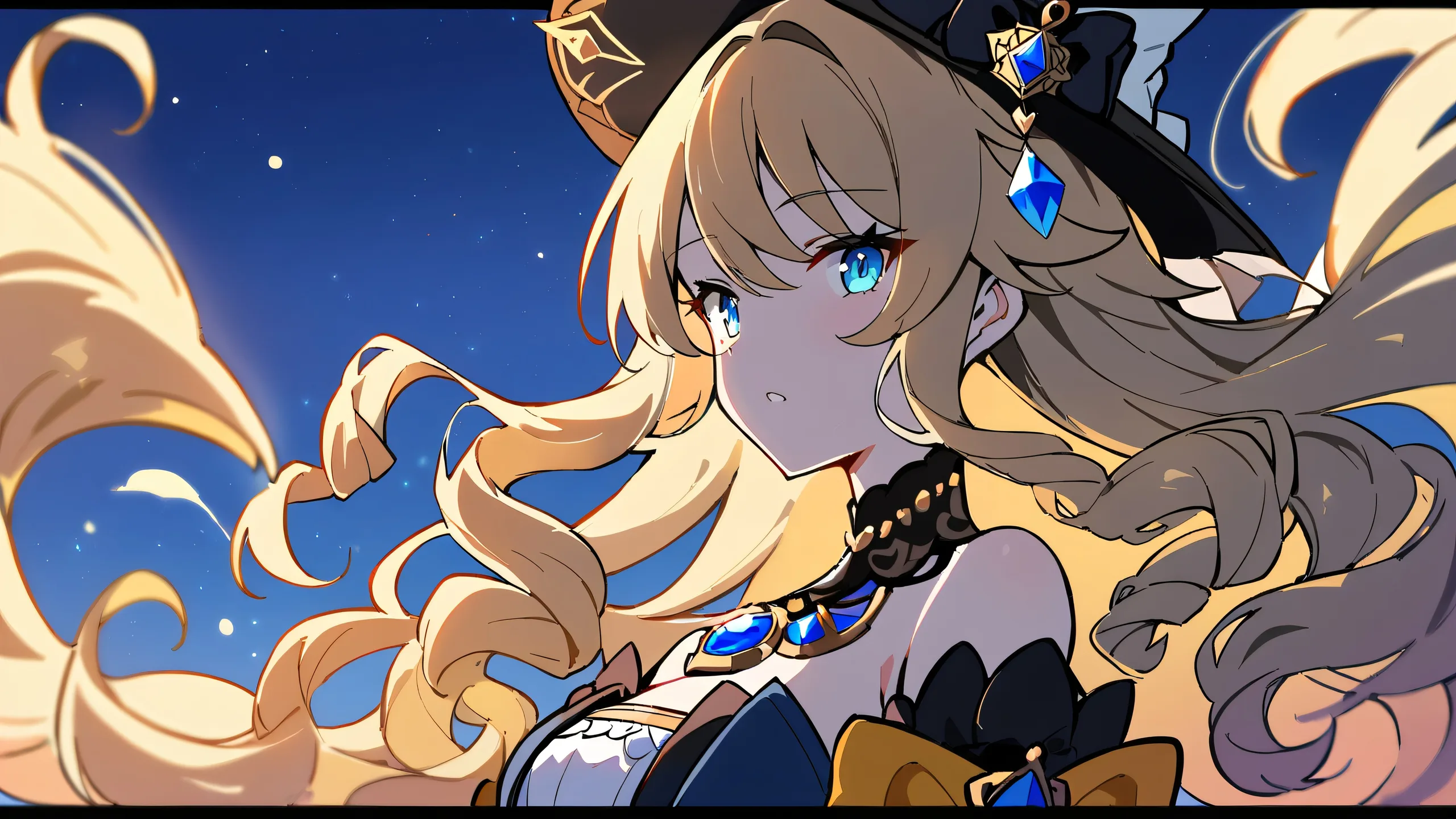 A beautifully detailed anime girl gazes directly at the viewer against a perfectly clean vast pure void, ideal for desktop and PC use.