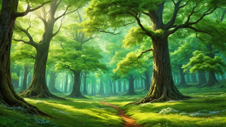 Ethereal forest landscape on a pristine desktop/PC background.