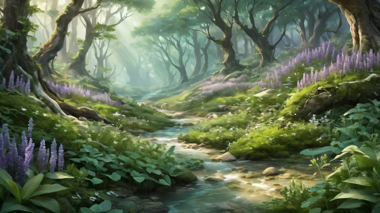 A peaceful desktop scene of herbalism on a pure void, ideal for Desktop/PC backgrounds.