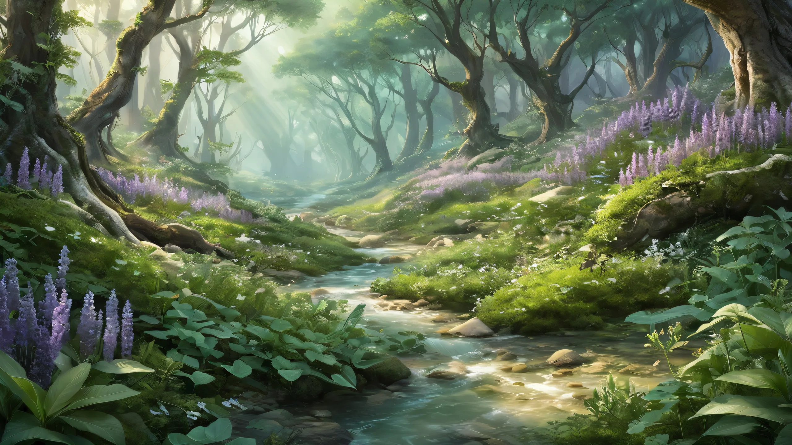A peaceful desktop scene of herbalism on a pure void, ideal for Desktop/PC backgrounds.
