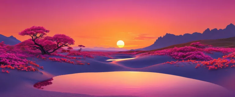 Stunning sunset landscape on a desktop or PC background, perfect for relaxation and contemplation.