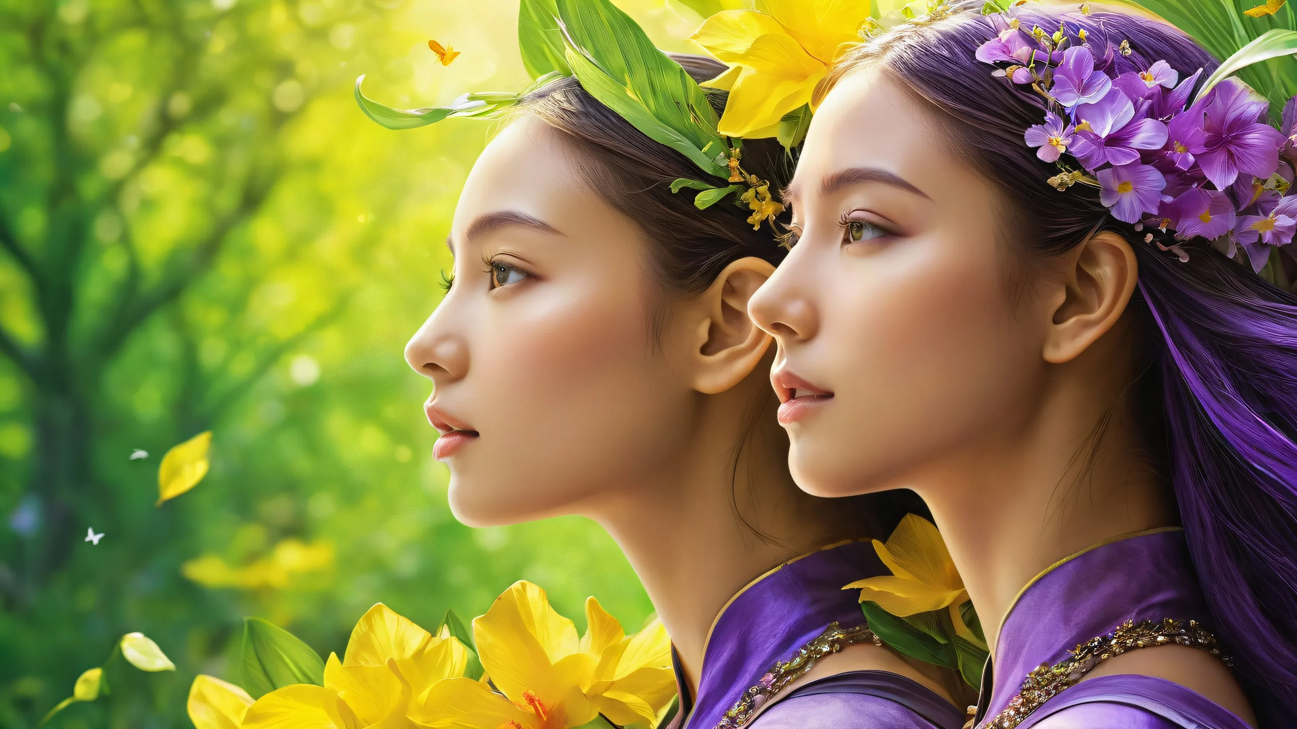 Two women surrounded by a vast, pure void on a desktop/pc