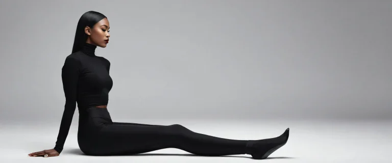 A beautiful Asian woman sitting in a vast pure void on a Desktop/PC.