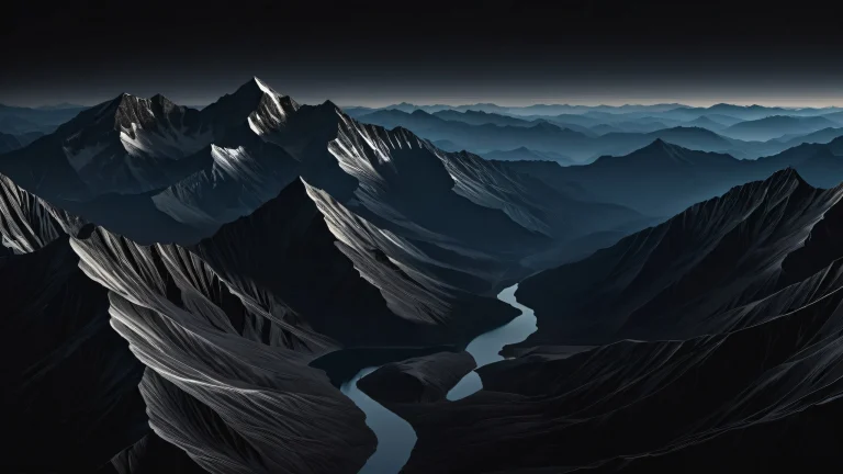 A peaceful desktop scene of mountains and void for PC/ Desktop use.