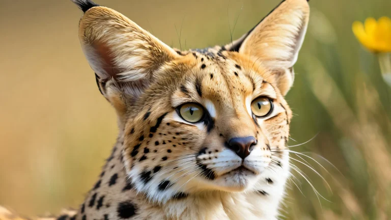 A serene desktop wallpaper featuring a serval in a pure void with brilliant colors and ray traced reflections, PCまたはデスクトップに適しています