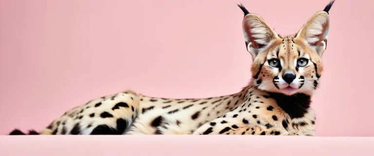 A serene desktop wallpaper featuring a serval in a vast pure void, perfect for your computer or PC.