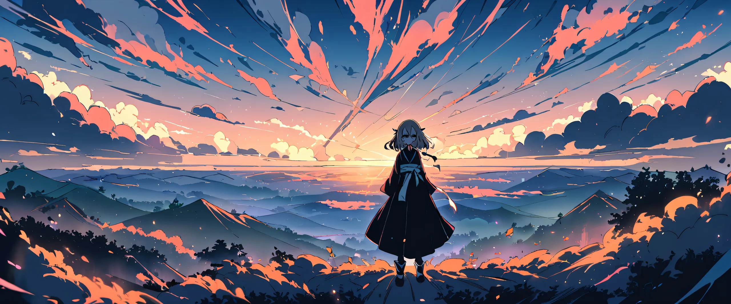 A stunning anime scene of Shinobu Kocho from Demon Slayer, set against a perfectly clean vast pure void with extreme depth of field and vibrant colors for desktop use on PC.