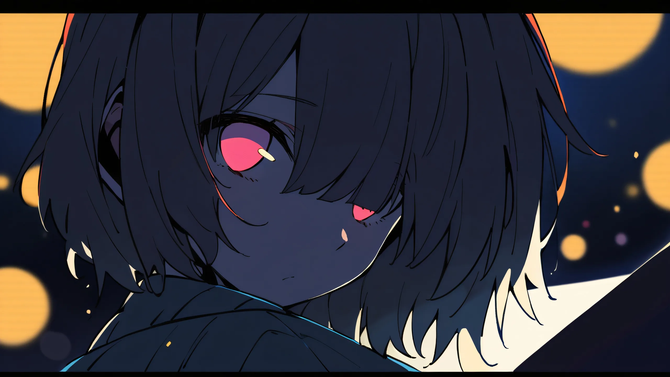 Solo anime girl Shinobu Kocho looking directly at viewer on a perfectly clean and vast pure void background, with extreme depth of field and dramatic shadows. Ideal for desktop or PC.