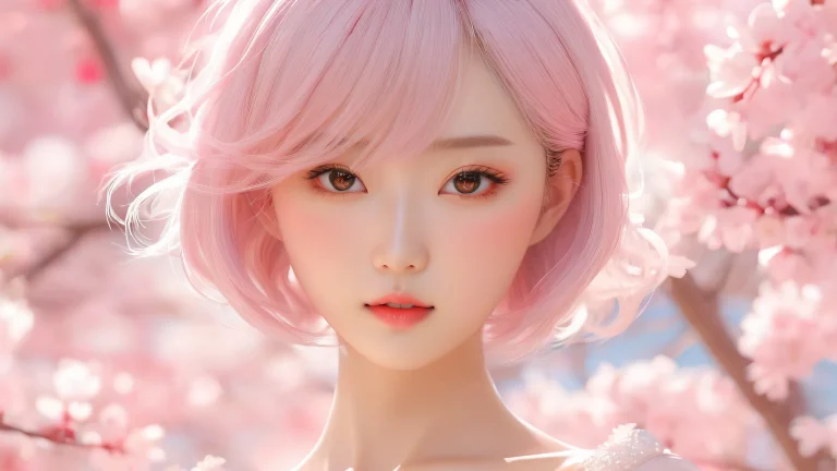 A stunning portrait of Shinobu Watanabe on a clean and pure void desktop background, perfect for PC or Mac.