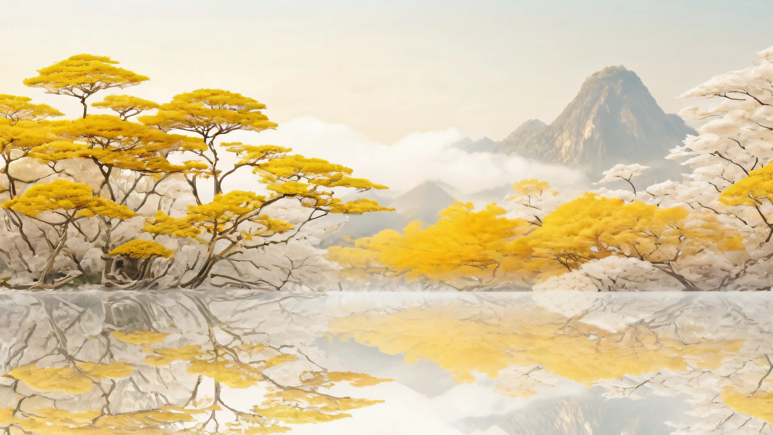 Shishiro Botan desktop wallpaper with misty fog and ethereal lighting on a pure void background, suitable for PC or Desktop.