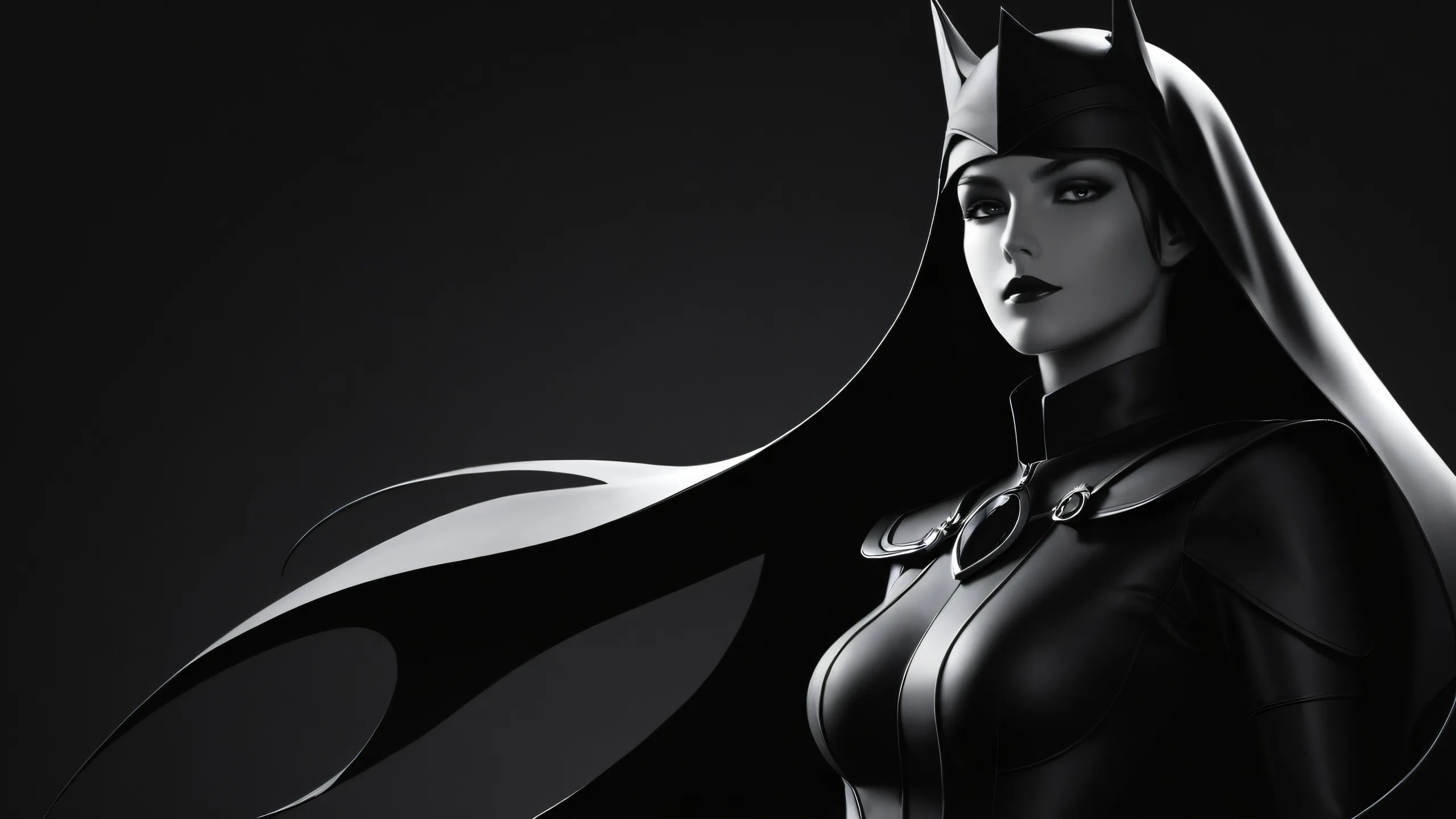 Sleek dark mode desktop wallpaper featuring Sissel and Phantom Detective in a vast, pure void with extreme depth of field, perfect for Desktop/PC users.