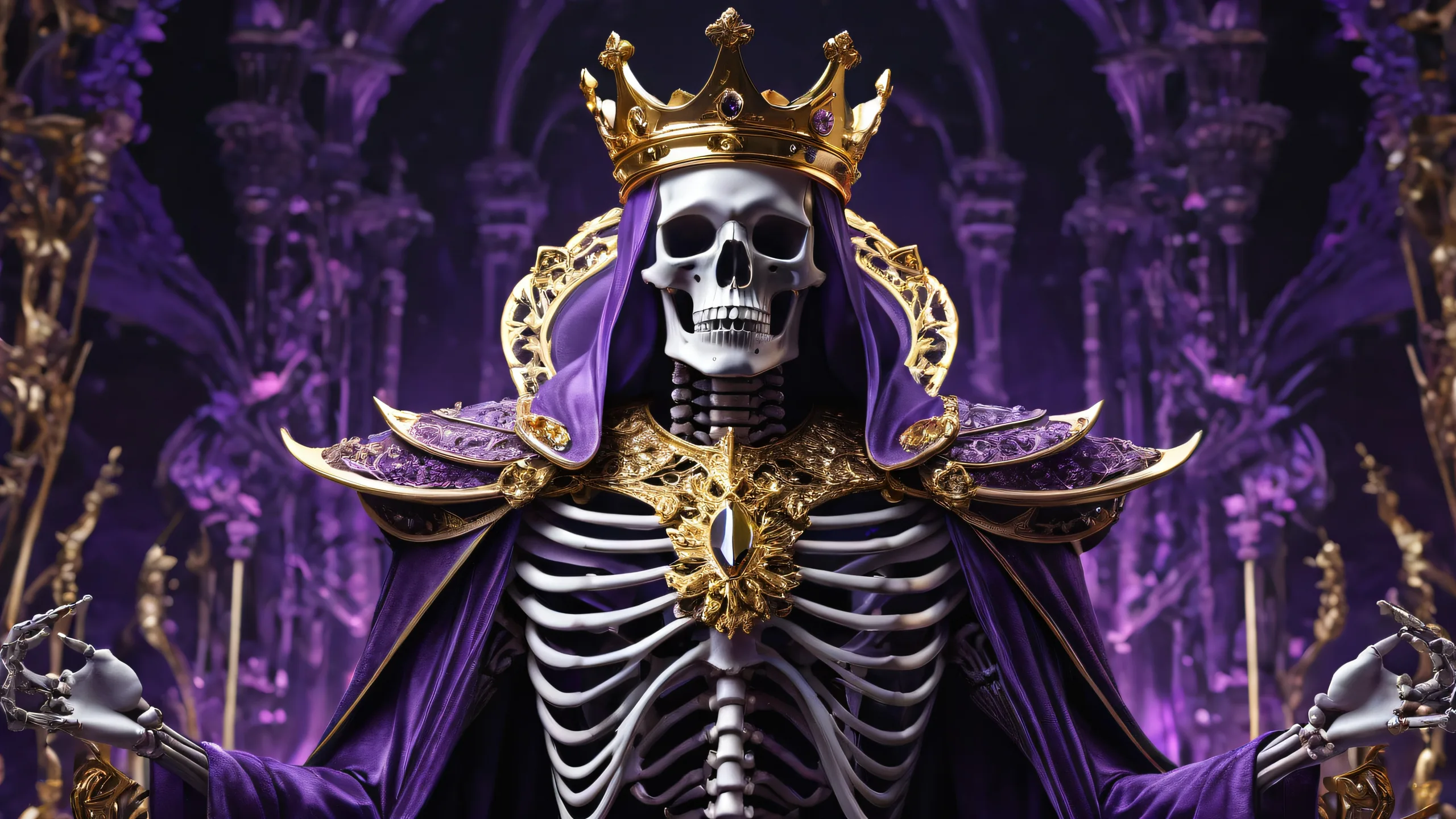 Ethereal desktop wallpaper of Skeletal King against a vast pure void, perfect for your Desktop/PC.