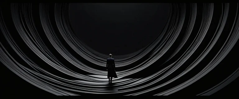 Minimalist abstract desktop scene with Figures on a pure void background for Desktop/PC use.